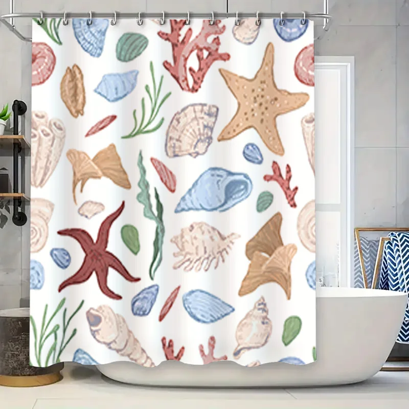 Cortina de ducha Marine Life, conchas azules y rosas con diseño de Coral para decoraciones de baño en el hogar, suministros de jardín personalizados Ma