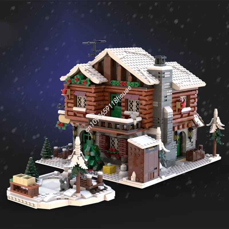 2592 Teile MOC Komplettes Alpinhaus-Bausteinset, Weihnachtsgeschenk für Erwachsene, Sammlermodell, Kinder-Konstruktions-DIY-Bausatz