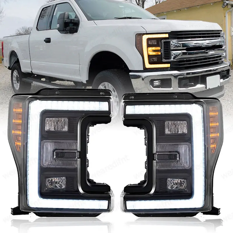 

Автомобильный Стайлинг, фара для Ford F250 Super Duty 2017 2018 2019, светодиодная фара, светодиодный DRL, линза проектора, динамические аксессуары