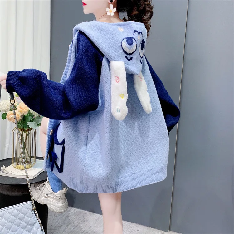 Cardigan Women Sweaters Jackets Hooded Full Sleeve Jumpers Y2k Streetwear Elegant Knit Casual Loose Open Stith Autumn Winter