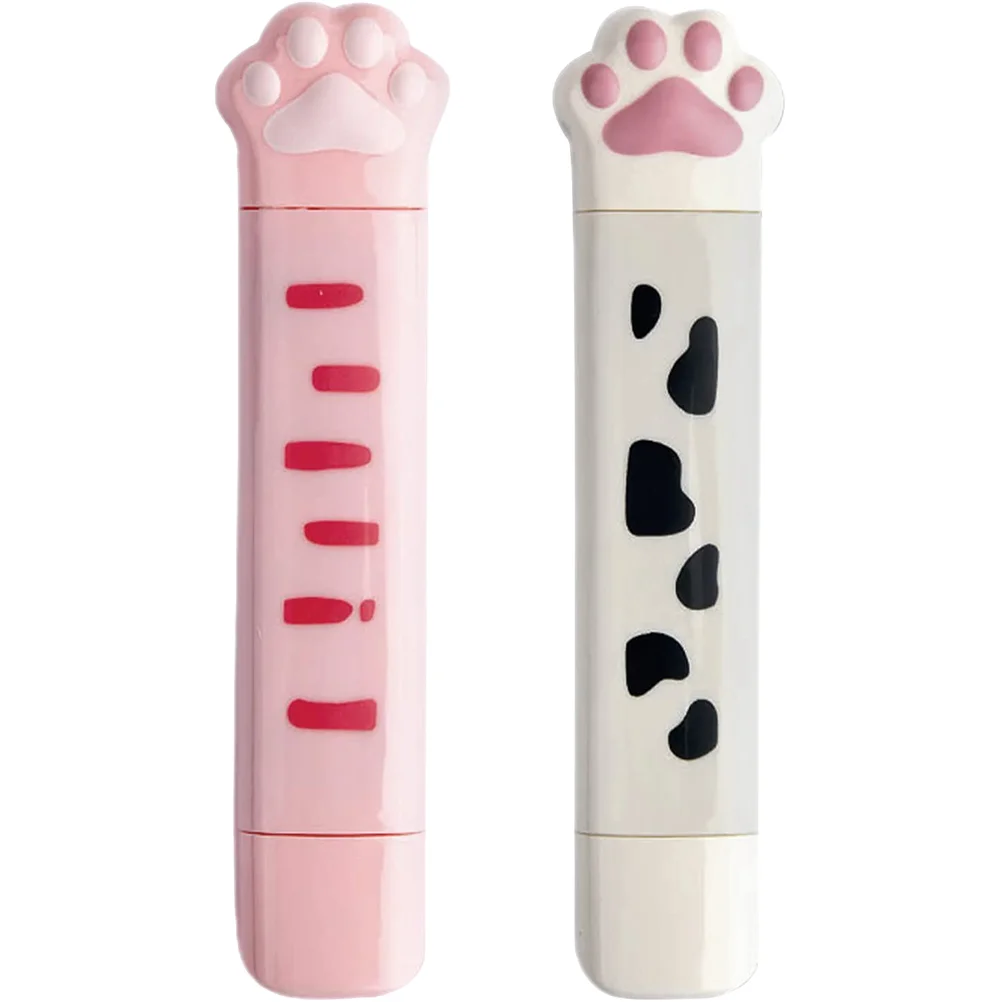 2 Pcs Double Sided Tape Cat's Claw Correction for Students Portable Correcting White-out Adorable Tapes School Stationery Child