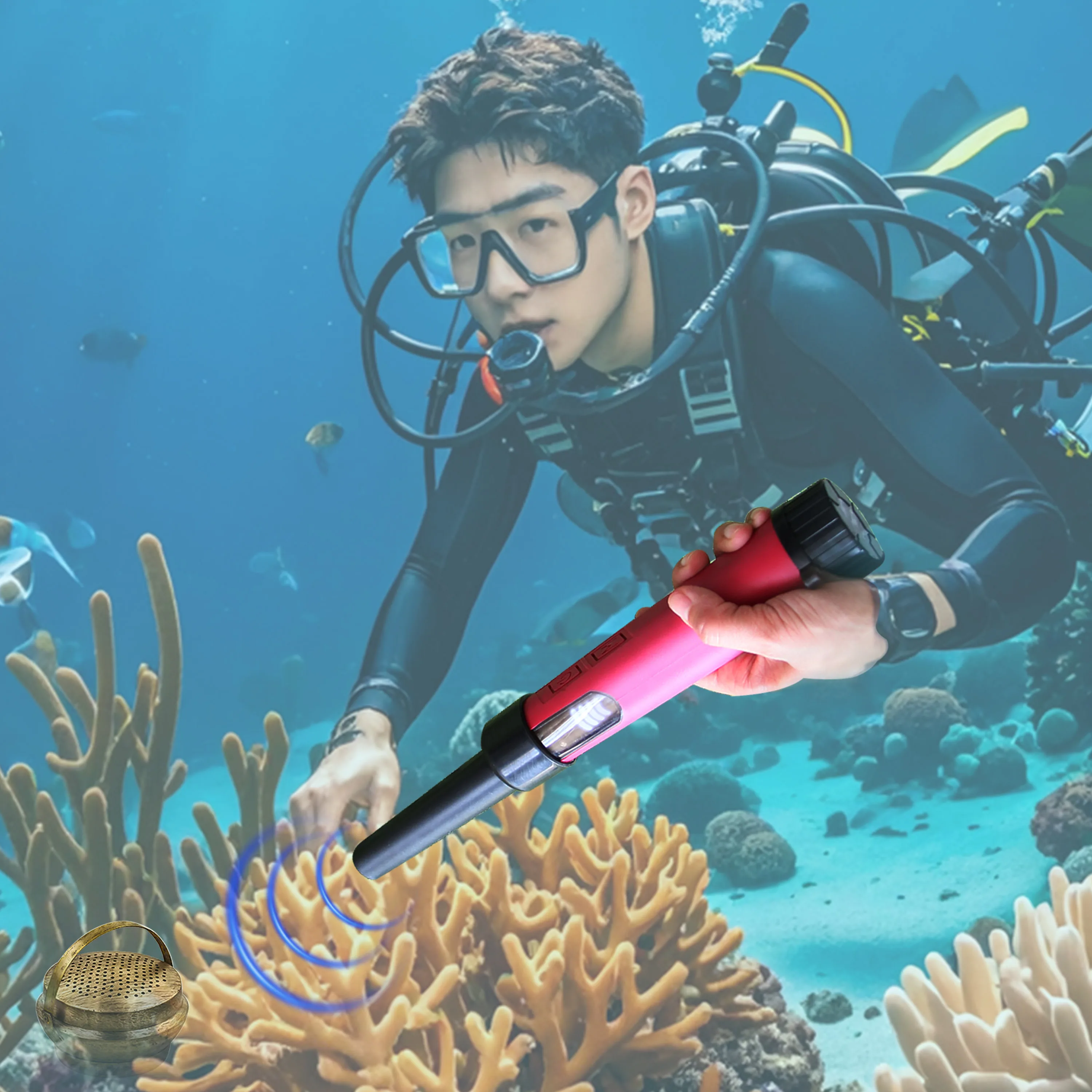 Waterproof pinpointer metal detector MD-880 underwater metal detector 6m depth fully waterproof with LCD screen