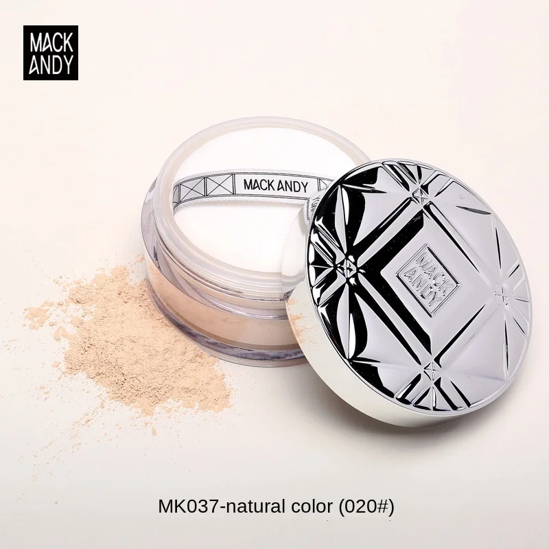 MACK ANDY Original Genuine Loose Powder Waterproof Concealer Setting Powder Makeup Oil-control per l'impostazione della finitura del viso con Puff