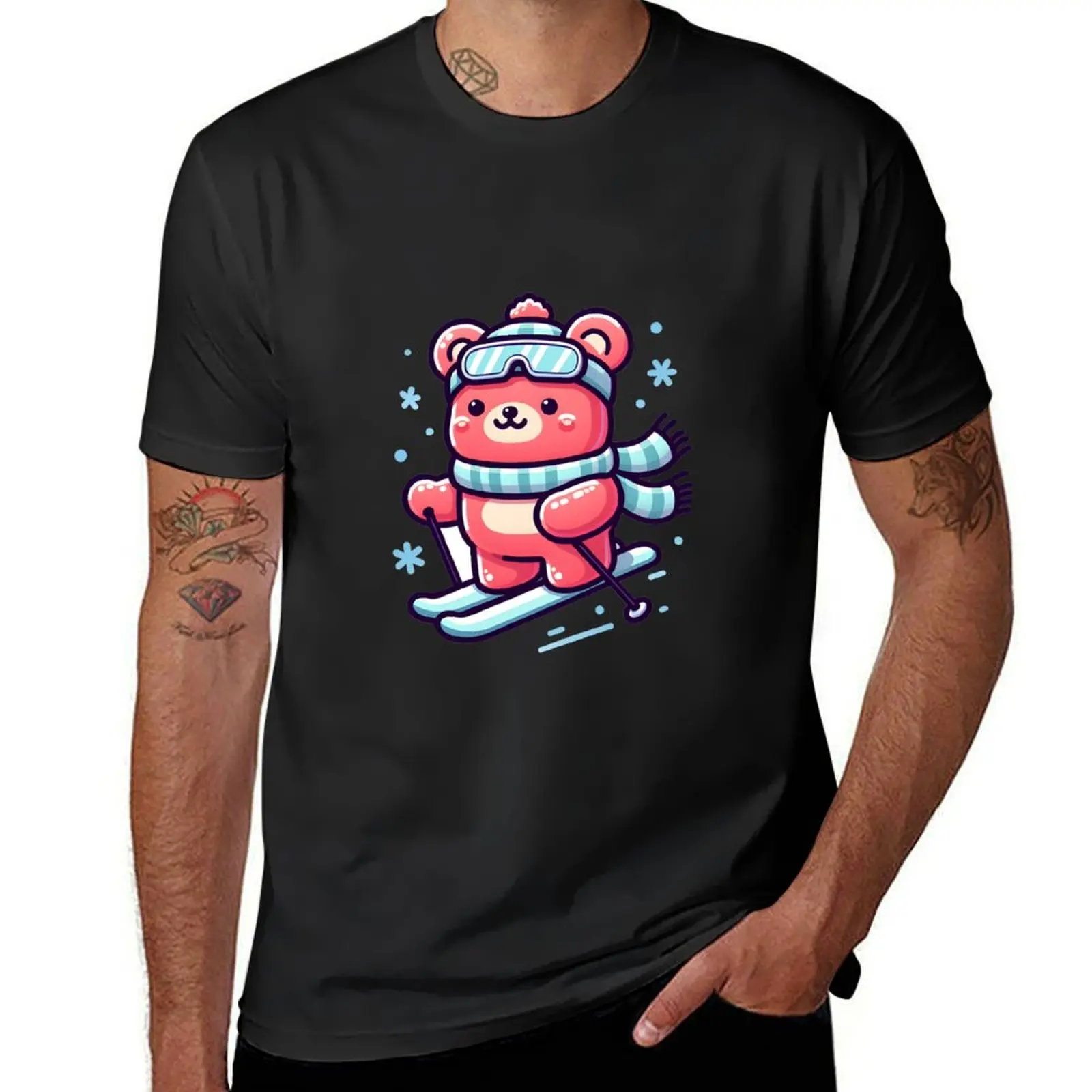 Kawaii Gummy Bear With Winter Scarf T-Shirt cute tops aesthetic clothes customs design your own t shirts men