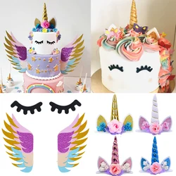 Rainbow Unicorn Cake Topper Eyelashes Unicorn Horns Birthday Cake Toppers For Baby Shower Unicorn Theme Party Cake Decor Gifts