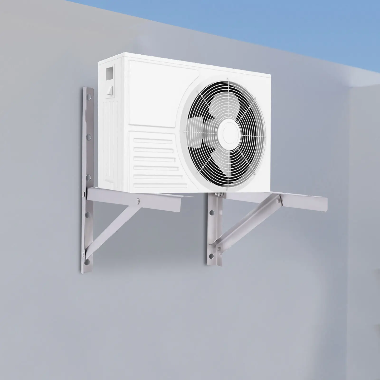 Soporte montado en la pared de 46x43cm, soporte de montaje plateado para unidades exteriores de aire acondicionado, soporte de montaje de 200Kg