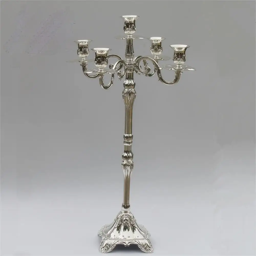 Hot Sale Silver /Gold Candle Holders Metal Centerpiece Candelabra Wedding Candle Holder Party Events use X-mas Candlestick