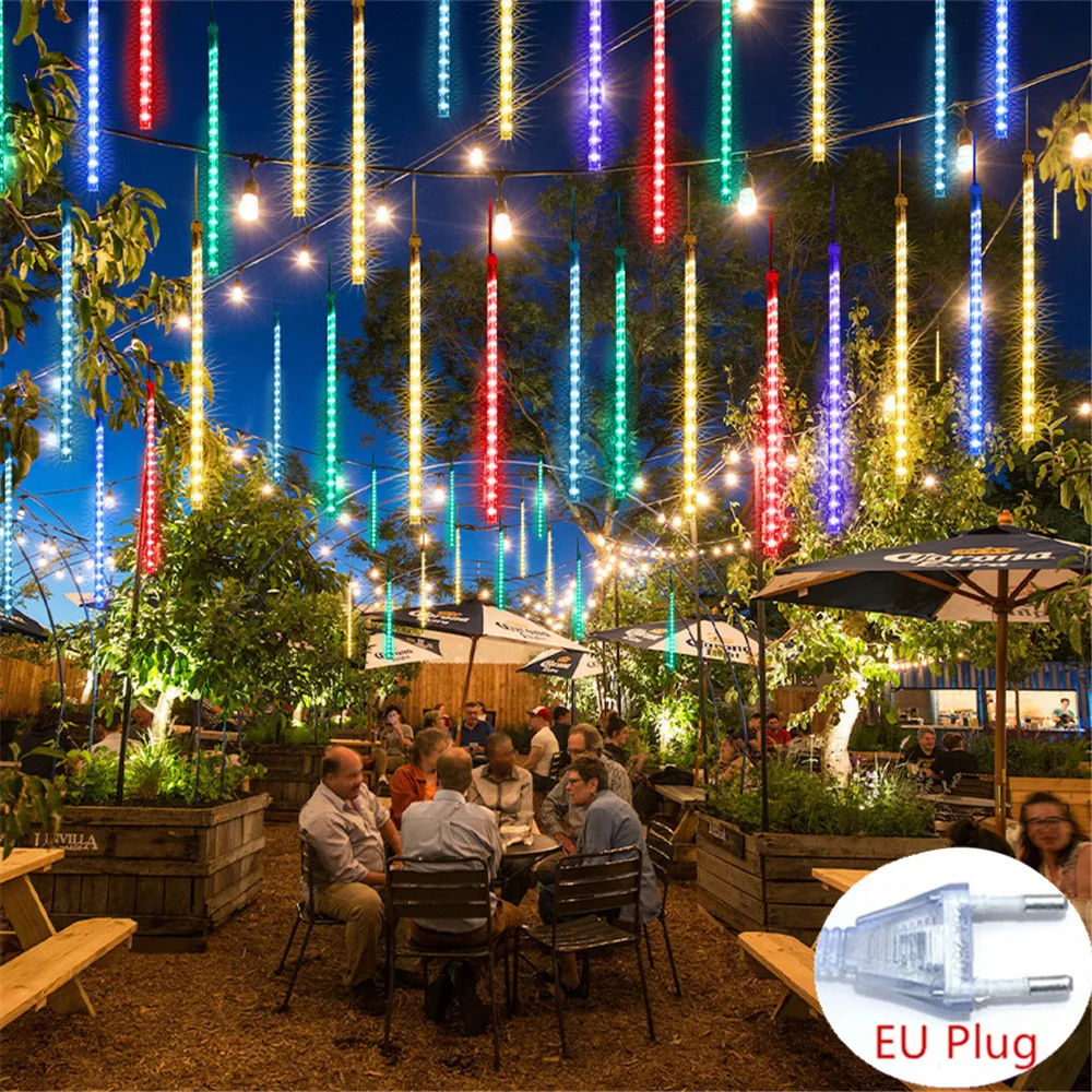 Fairy String Holiday Lighting 30/50cm 8 Tube EU Plug LED Meteor Shower Light For Christmas Garden Decoration Light Tree Decor