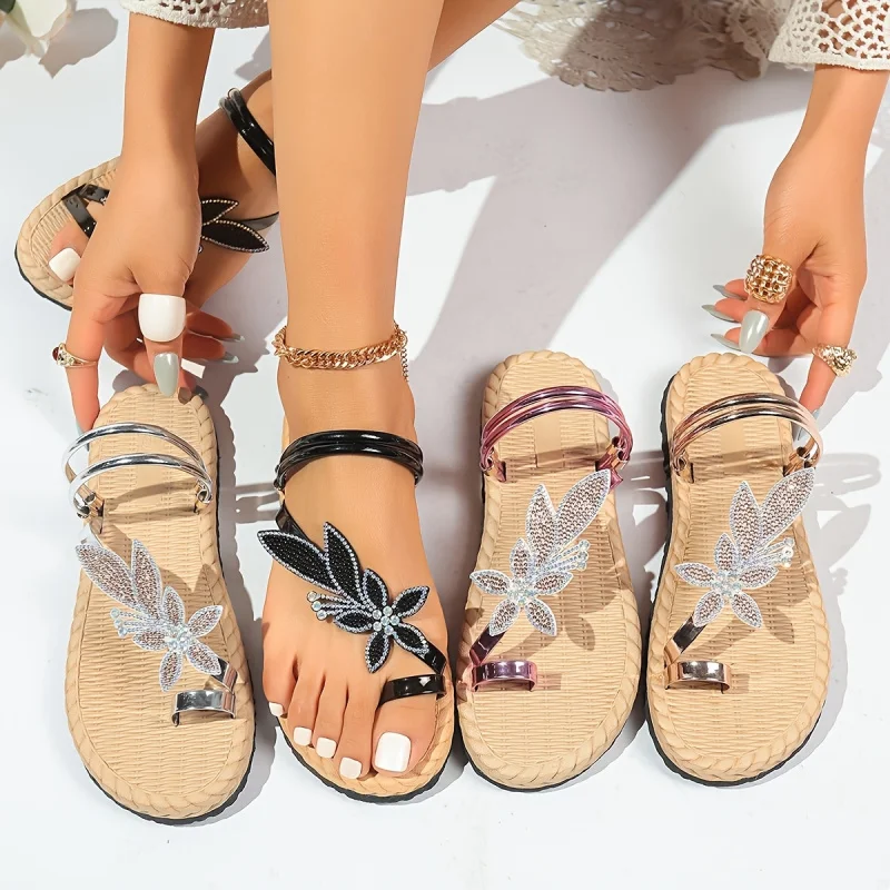 Neue Damen-Sandalen mit mehrfarbigem Ahornblatt-Design – weiche, bequeme und vielseitige Strand-Fußbekleidung (zweiseitig tragbar)
