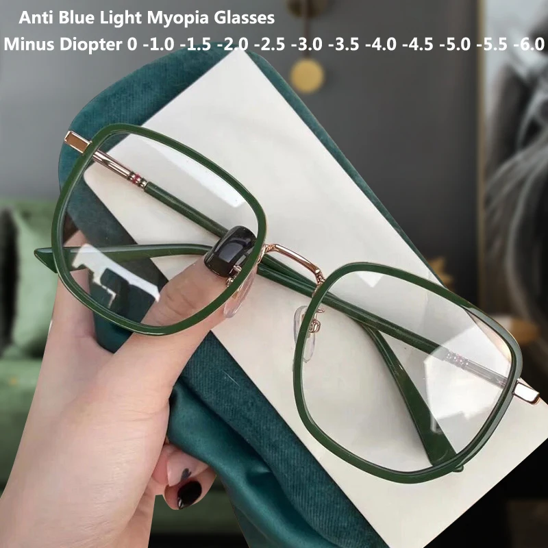 

Diopter 0 -1.0 To -6.0 Oversized Square Frame Myopia Glasses Anti-blue Light Women Men Unisex Eyeglasses Fashion Luxury Eyewear