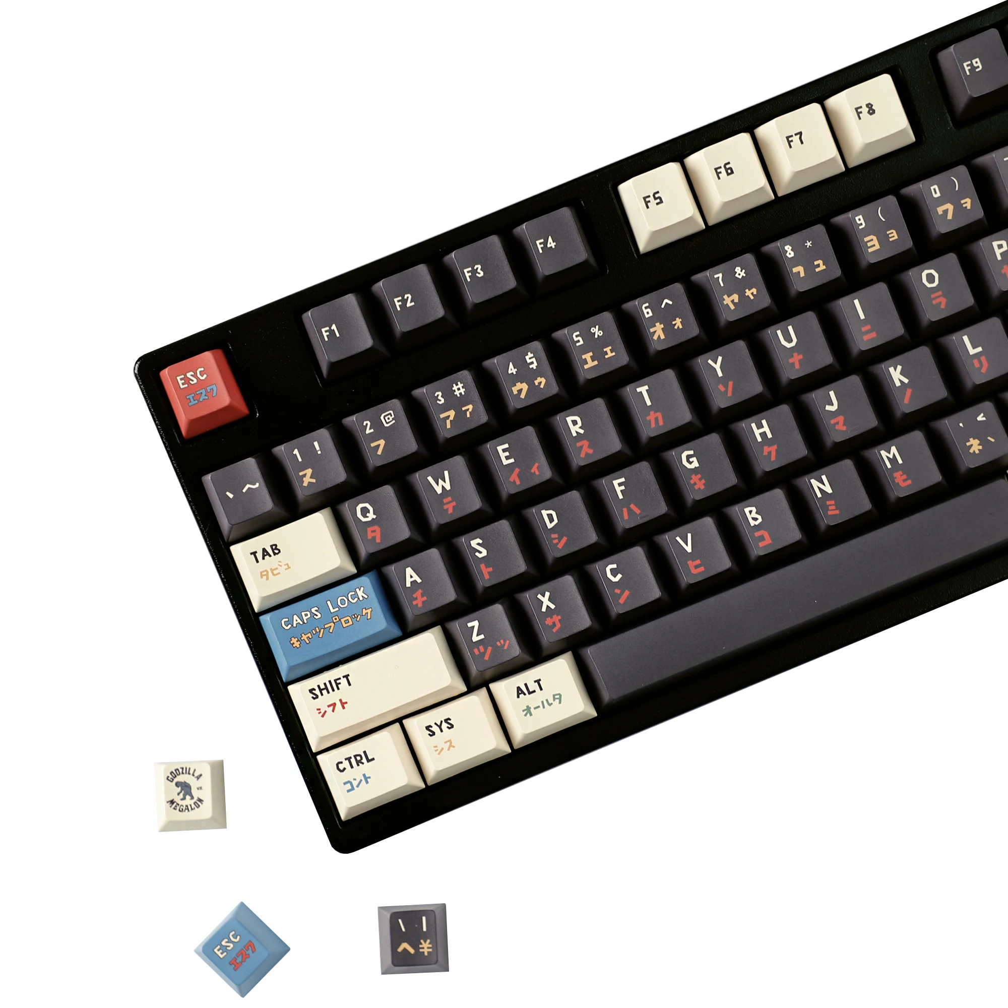 

YMDK Giant Monster Theme Japanese Keycaps 151 keys Cool Cherry Profile PBT Dye Sublimation Keycap for Mechanical Keyboard