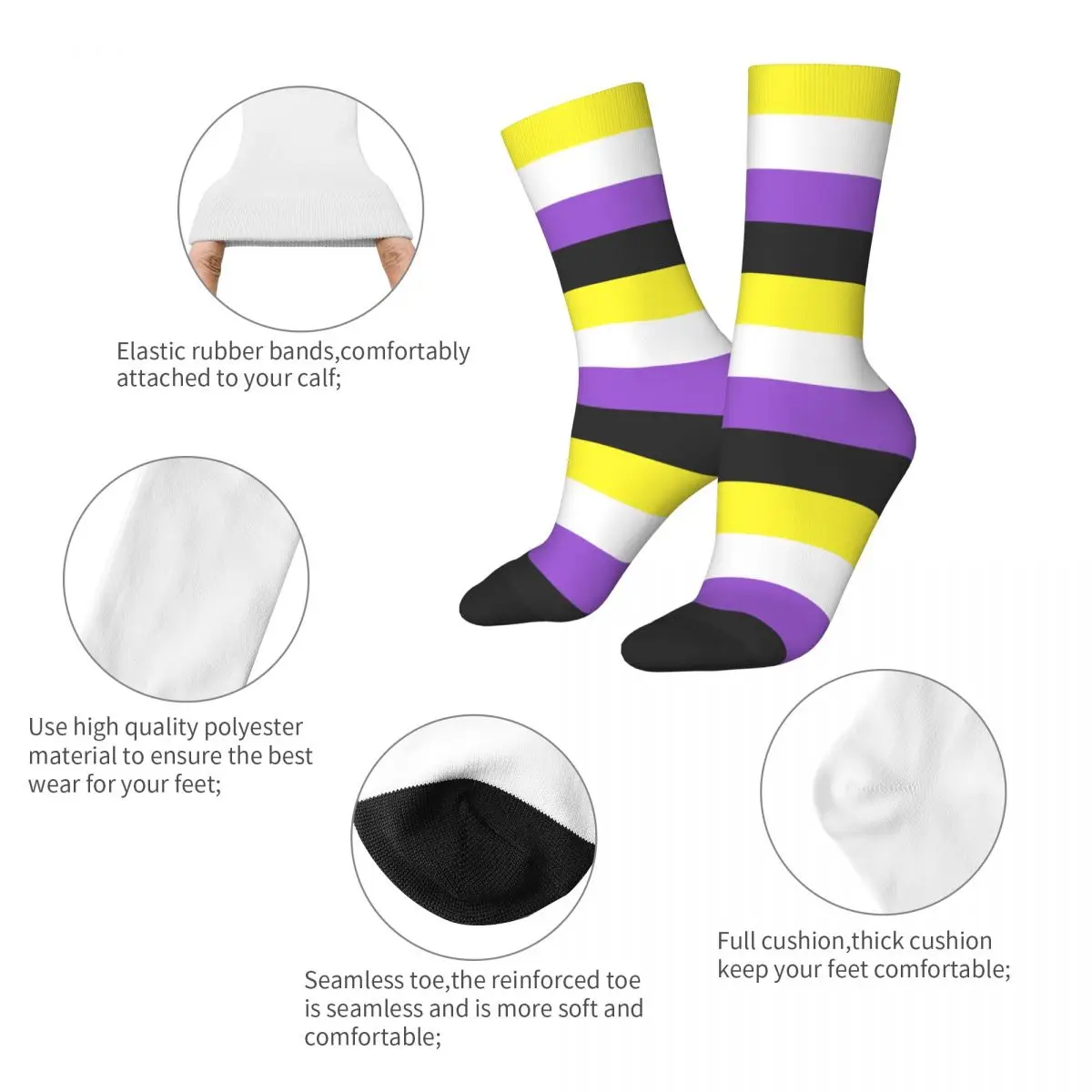 All Seasons Casual Men's Women's Nonbinary Pride Socks Non Binary Gender Merch Sports Socks Cotton Wonderful Gifts