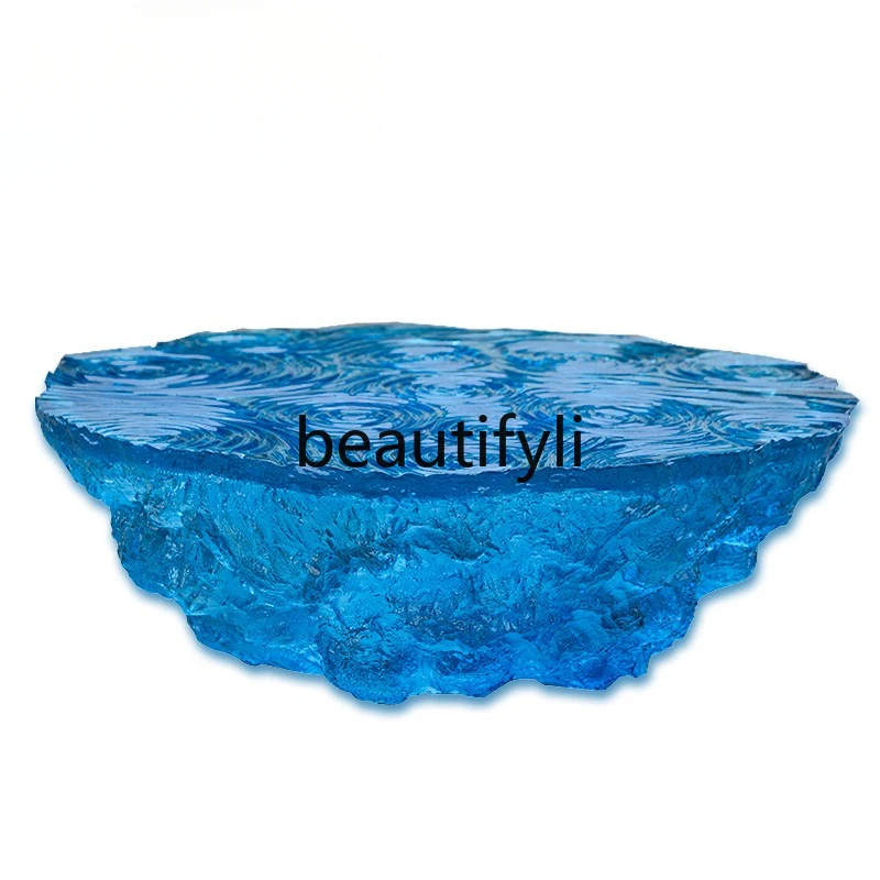 Modern simple ocean transparent resin coffee table home floor decoration artwork sculpture