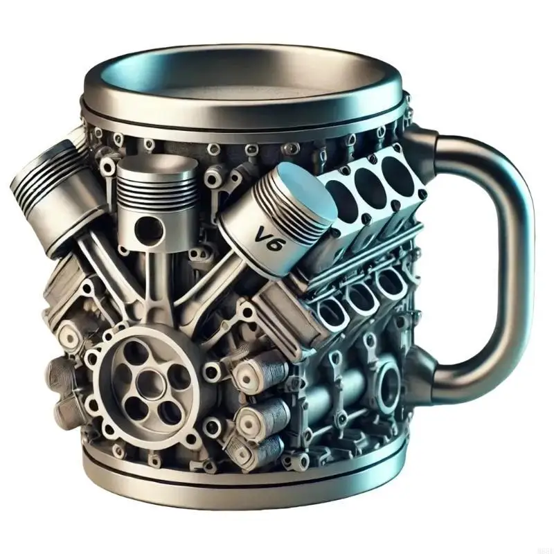 

Stainless Steel Insert Resin Coffee Cup with Automotive Engine Water Container M68E