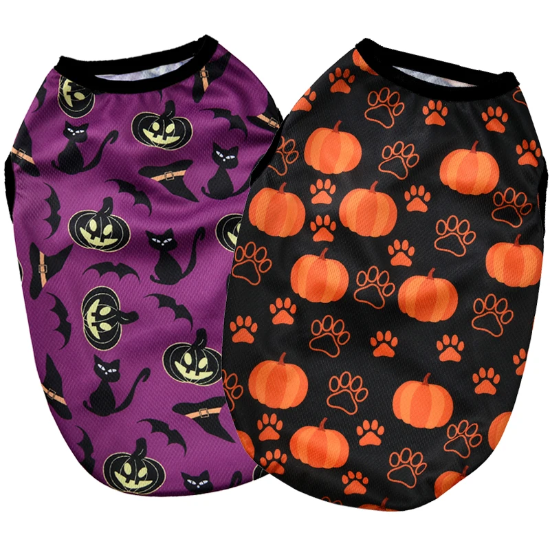 Halloween Dog Clothes For Small Dogs Cat T-shirt Mesh Soft P