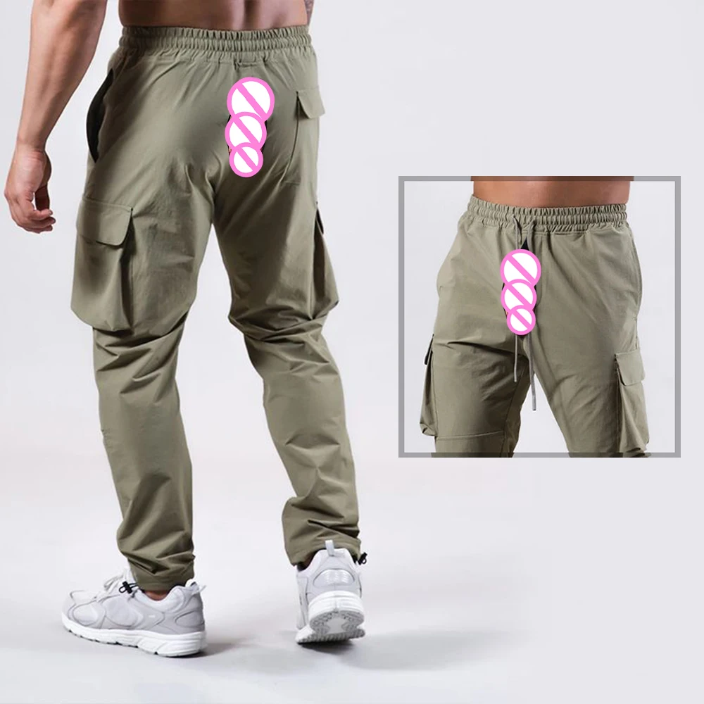 

Training Cargo Trousers Men's Sweatpants Fitness Running Slacks Elastic Invisible Open Crotch Outdoor Sex Hiking Pants Exoticism