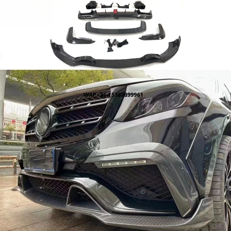 B Style Carbon Fiber Body Kit for GLS 63 X166  16-19 New 450 53 Front Lip Rear Lip with Tailpipes Spoiler and Air Vent