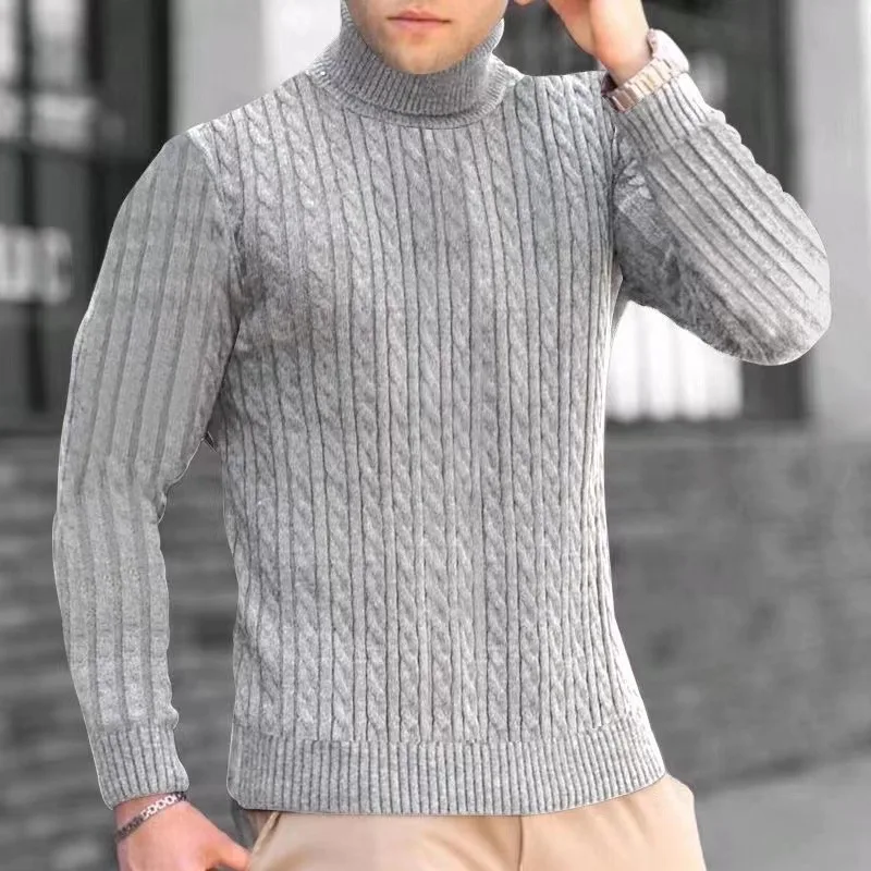 

2024 Autumn Men's Sweaters High Neck Pullover Outdoor Work Knitted Warm Casual Turtleneck Sweatwear Woolen Mens Winter Tops