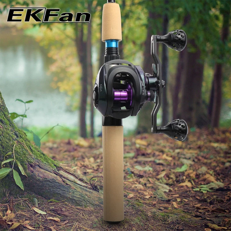 EKfan 130MM Kohlefaser-Baitcasting-Angelrollen-Griff für A/S/D 7*4/8*5mm Loch Doppel-Legierungs-Knopf Köderrollen-Griff – Detail 2