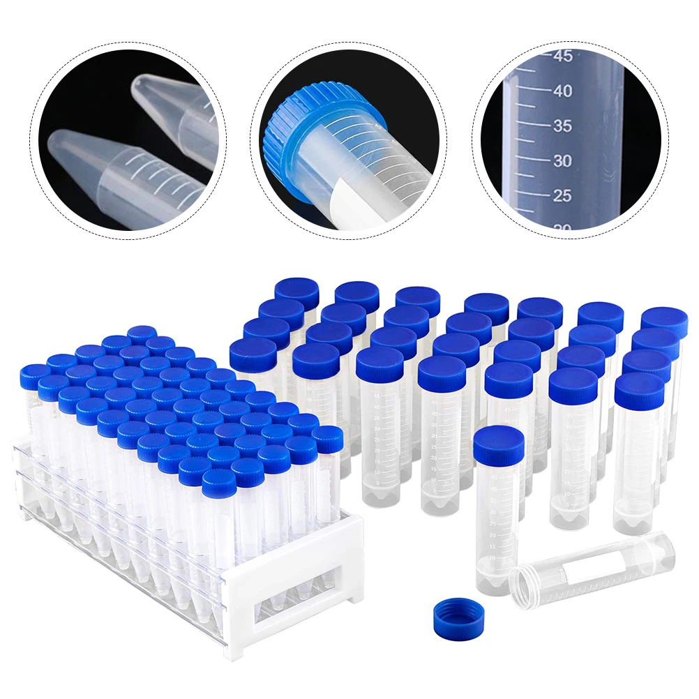 

81Pcs Plastic Test Tubes Rack Set 15ml 50ml Capacity High Transparency Heat Resistant Laboratory Equipment