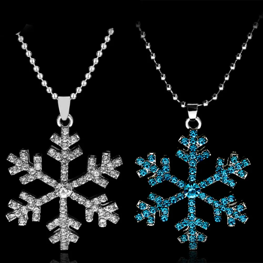 Disney Frozen Snowflake Necklace Princess Elsa Anna Pendant Children Jewelry Accessories Winter Necklace Gift