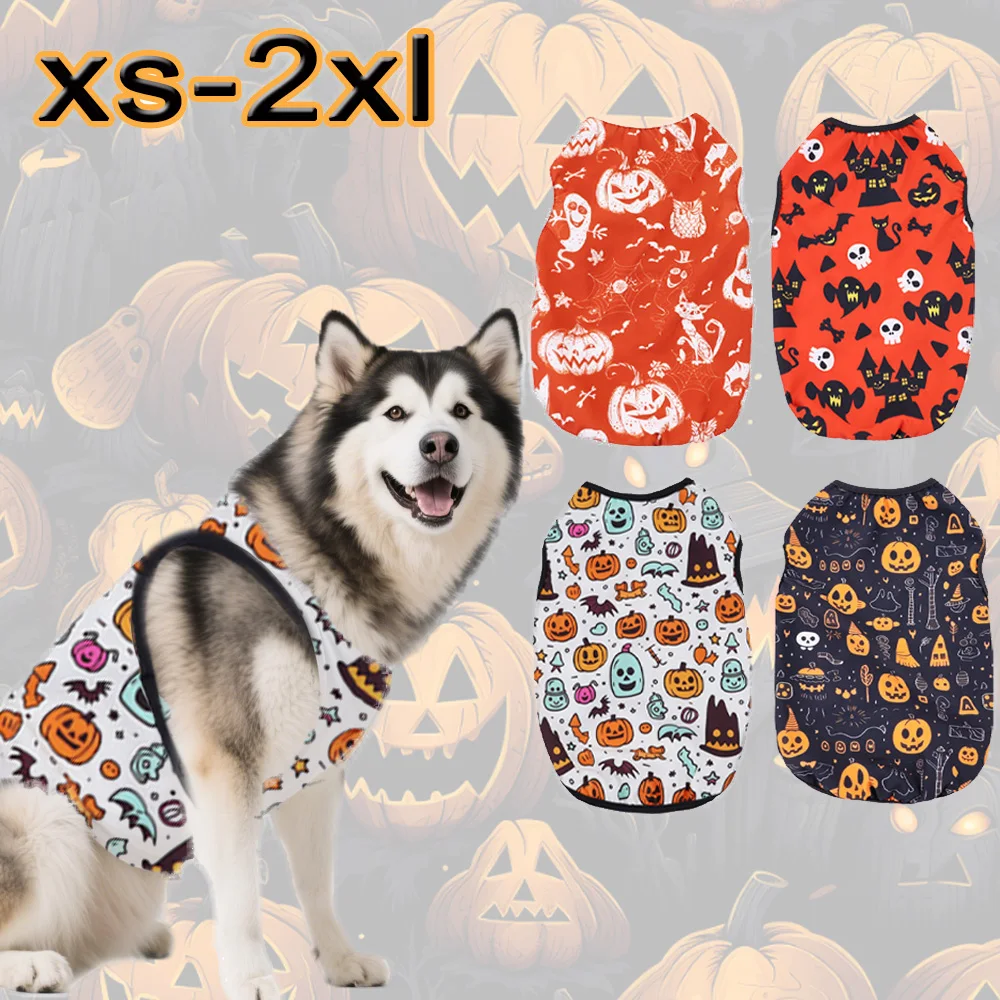 

Halloween Pet vest. Pumpkin Bat Ghost Spider Halloween Night Theme Sleeveless Printed T-shirt Cat & Dog Parties Style