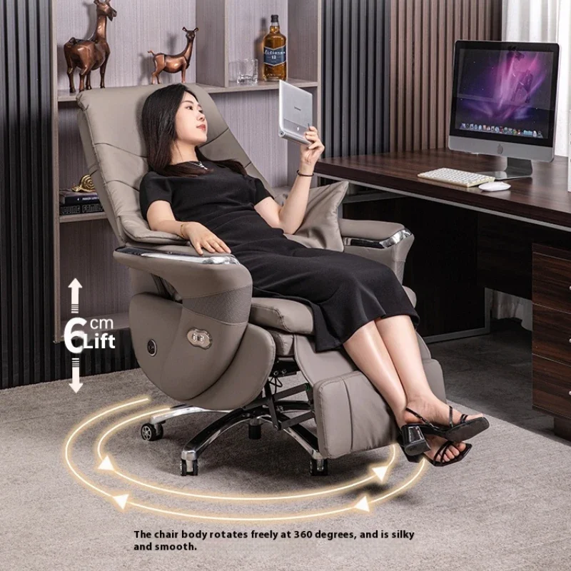 تصميم تدليك جلدي فريد من نوعه، كرسي مكتب تنفيذي فاخر للاسترخاء والتدفئة القطنية، أثاث منزلي مريح وحديث