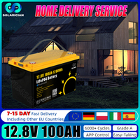 Grade A 12V 100Ah LiFePO4 Battery Pack BT Function 12.8V Lithium Iron Phosphate Rechargeable Cell For 24V 48V RV Golf Cart Solar