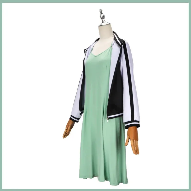 2025 aaa Anime Bocchi The Rock! Hiroi Kikuri Cosplay Costume Baseball Coat Green Strap Dress Wig Woman Sexy Halloween Masked Bal