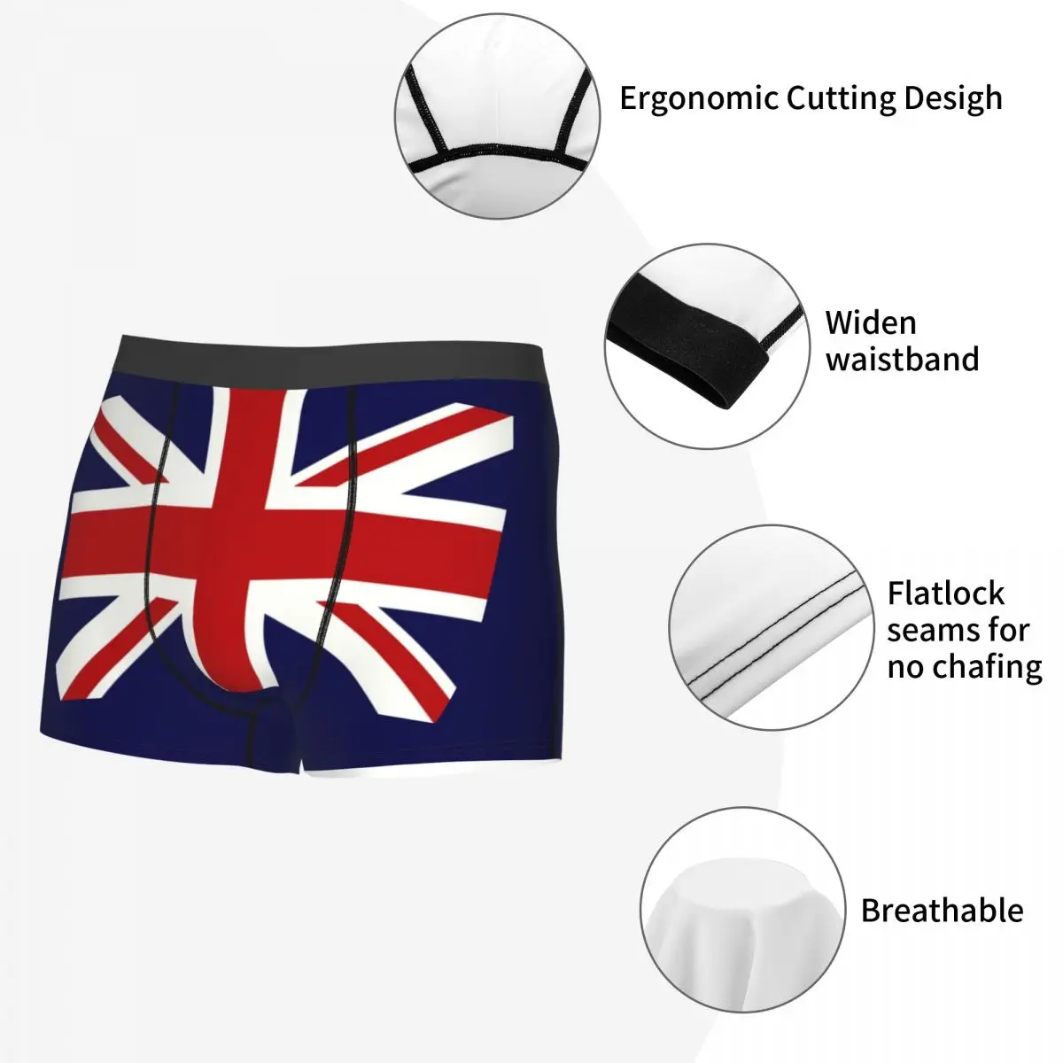 Novidade personalizada Union Jack Bandeira do Reino Unido Boxers Shorts Calcinhas Masculinas Cuecas Respiráveis