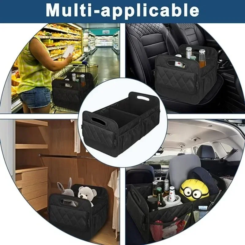 Foldable Car Trunk Organizer for Stowing and Tidying - Waterproof Polyester Trunk Box with 50L Storage Capacity for Car