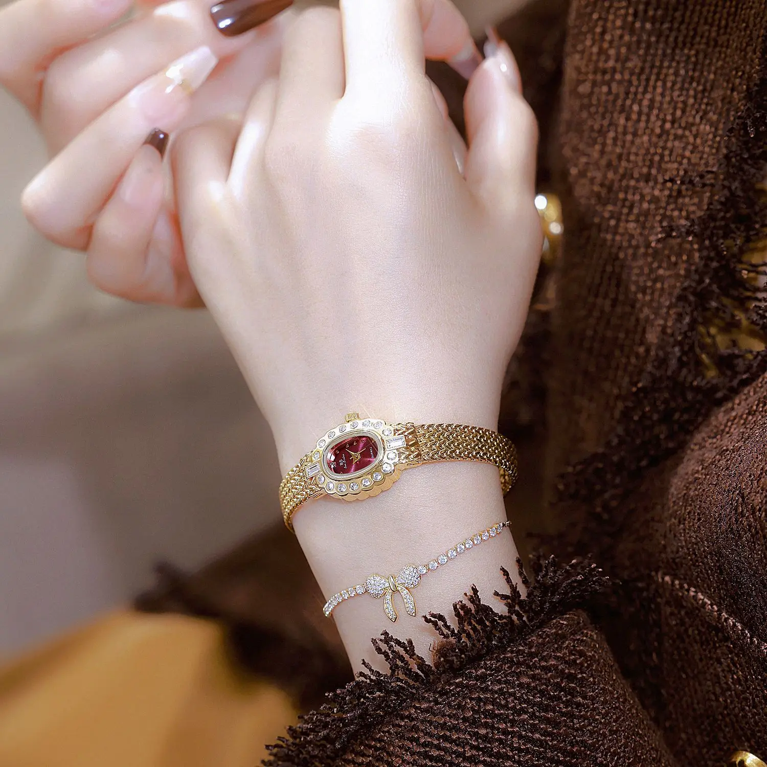 Женские часы, новые модные винтажные золотые часы с бриллиантами, аналоговые кварцевые водонепроницаемые женские наручные часы, подарок, роскошь