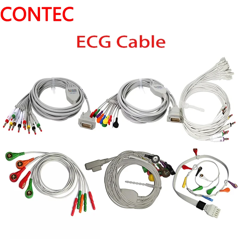 CONTEC EKG Cable 3 12 10 Leads Button / Banana ECG Cable For ECG 80A/90A ECG 100G/300G/600G/1200G  8000G Tlc6000 Tlc5000 Tlc9803