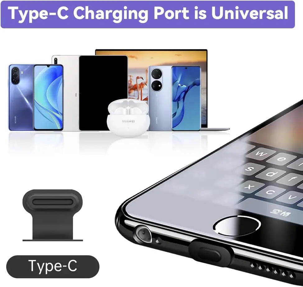 1/4/6Pcs Charging Port Anti-Dust Dirt Plug for iPhone Samsung USB Type-C Port Protector Silicone Dustplugs Cover Anti-Lost Cap view 6