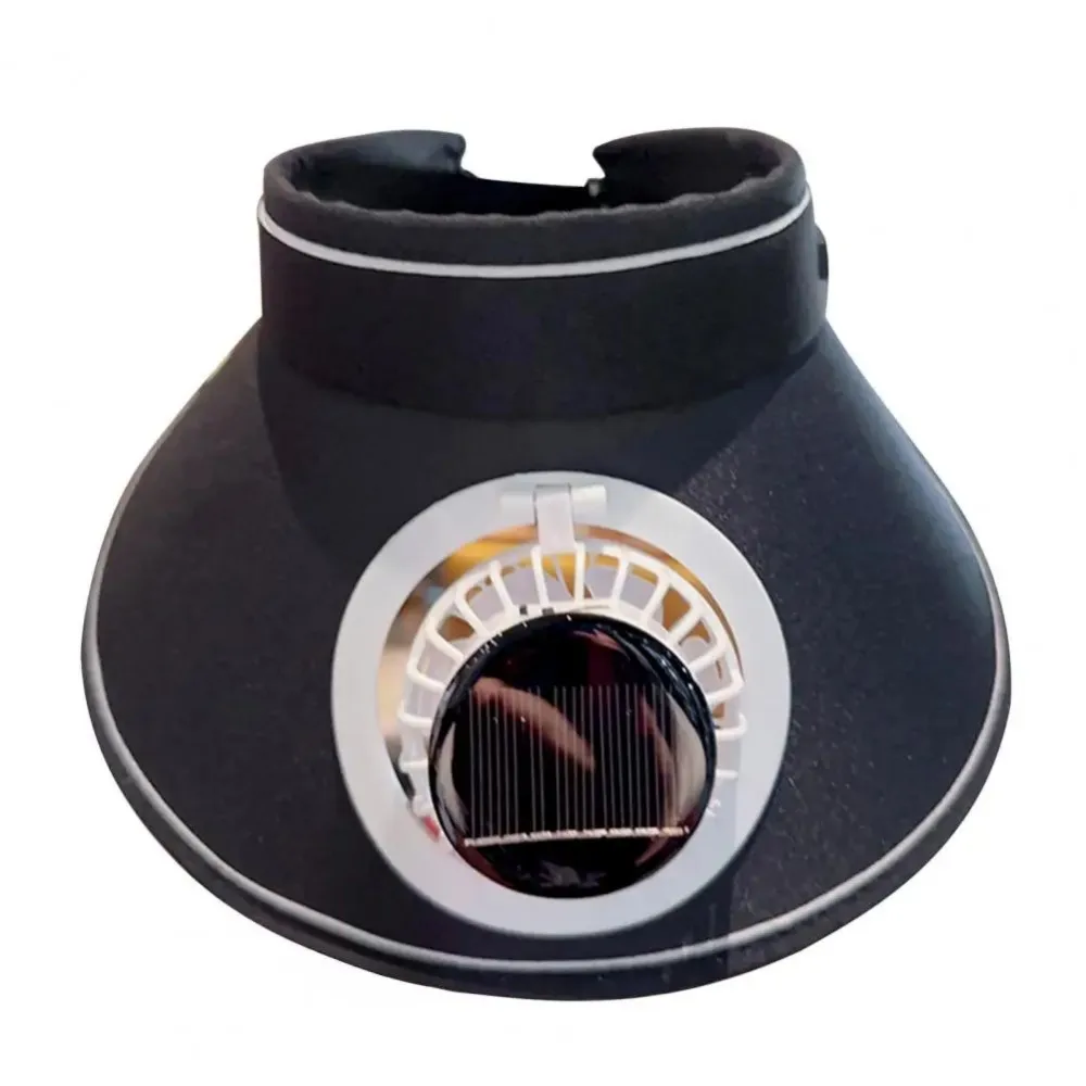 

Wide Brim Sun Hat with Fan Solar Powered Fan Breathable Outdoor Visor Hat Empty Top UV Protection Beach Sunshade Hat Summer