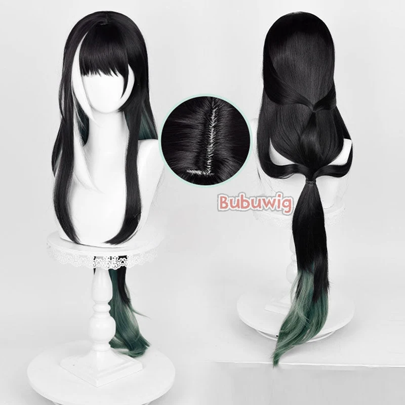 Bubuwig Synthetic Hair Baizhi Cosplay Wigs Game Wuthering Waves Baizhi 100cm Long Straight Mixed Color Cos Wig Heat Resistant