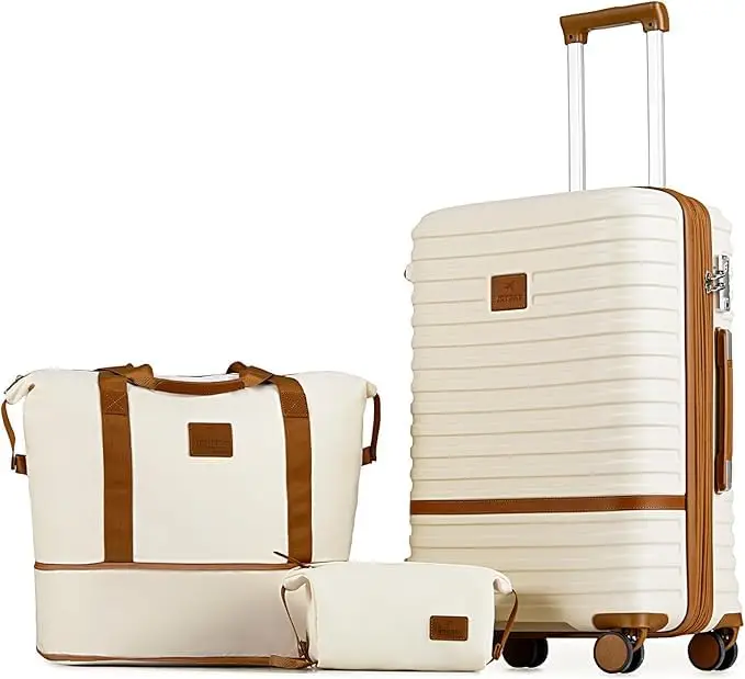 

Joyway 24 Inch Checked Luggage, Expandable Suitcase with Spinner Wheel, 3 Piece Hard Shell Luggage Set with TSA Lock(White)