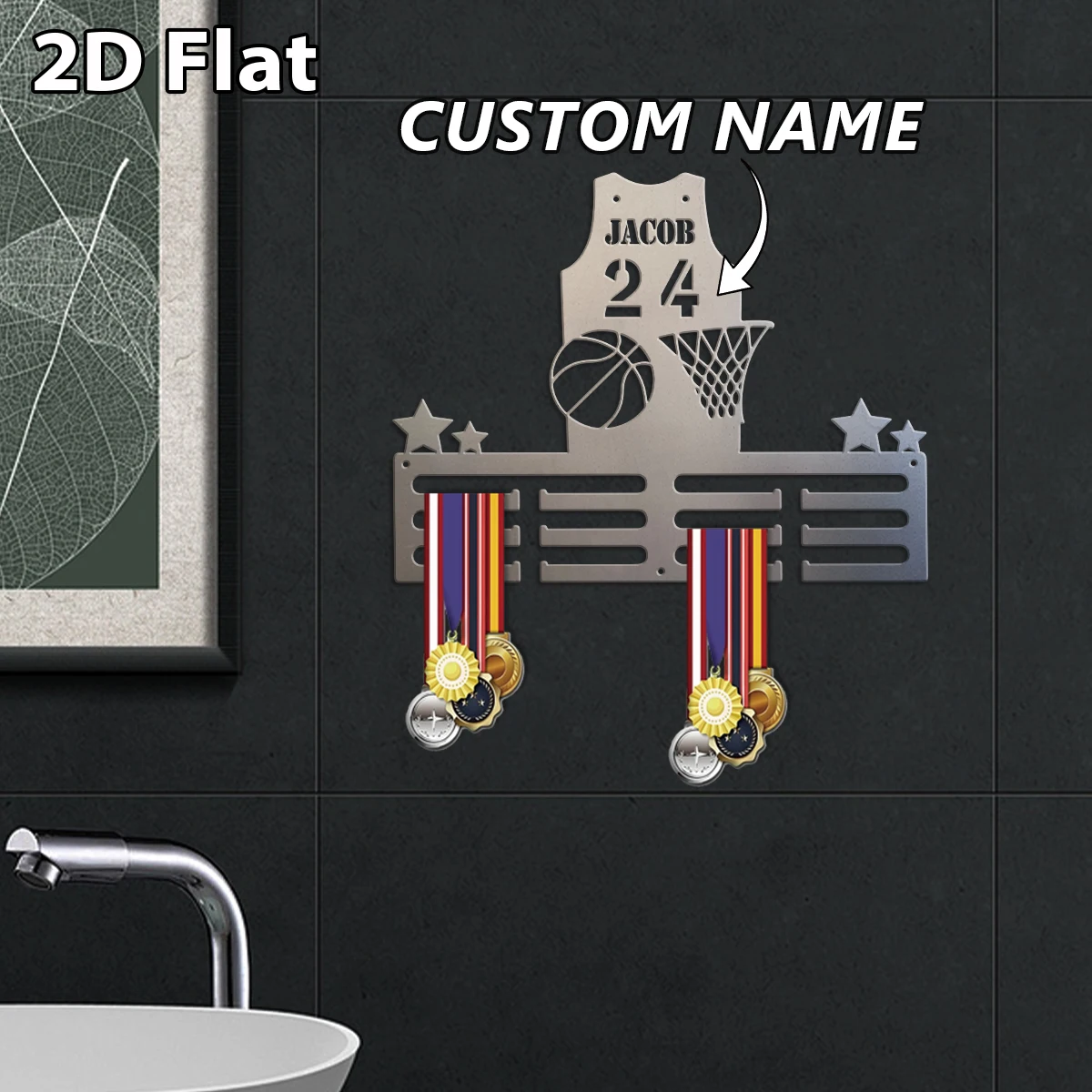 1pc Custom Cool basketball metal medal hook, Metal Wall Art,As Wedding Decor for Room Office, Party Decor,Best Gift for Friends