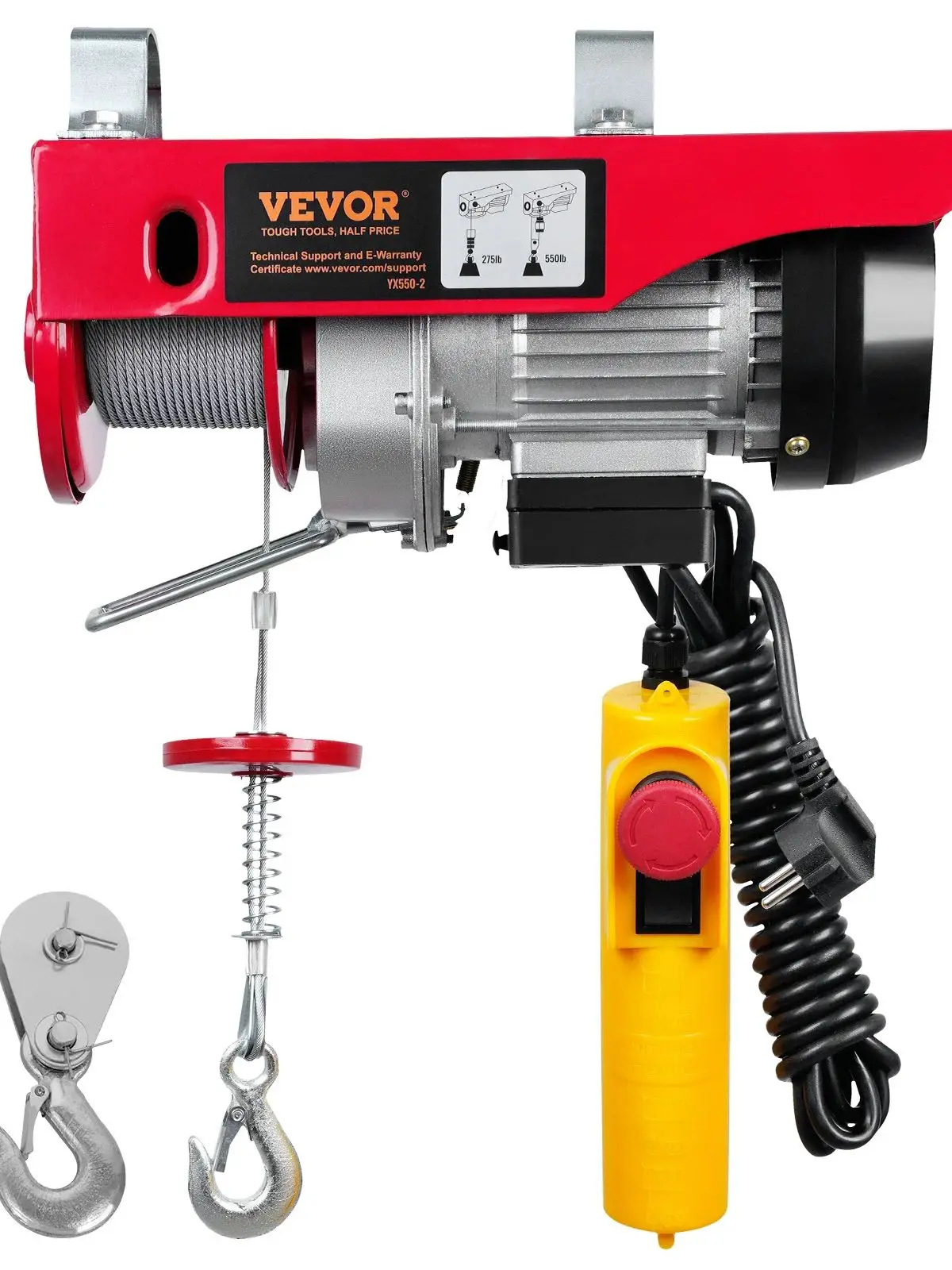 SucceBuy 250kg Elektrische Takelkraan Draagbare Lifter Overhead Garage Lier met Bedrade/Draadloze Afstandsbediening voor Auto Garage boot - afbeelding 2