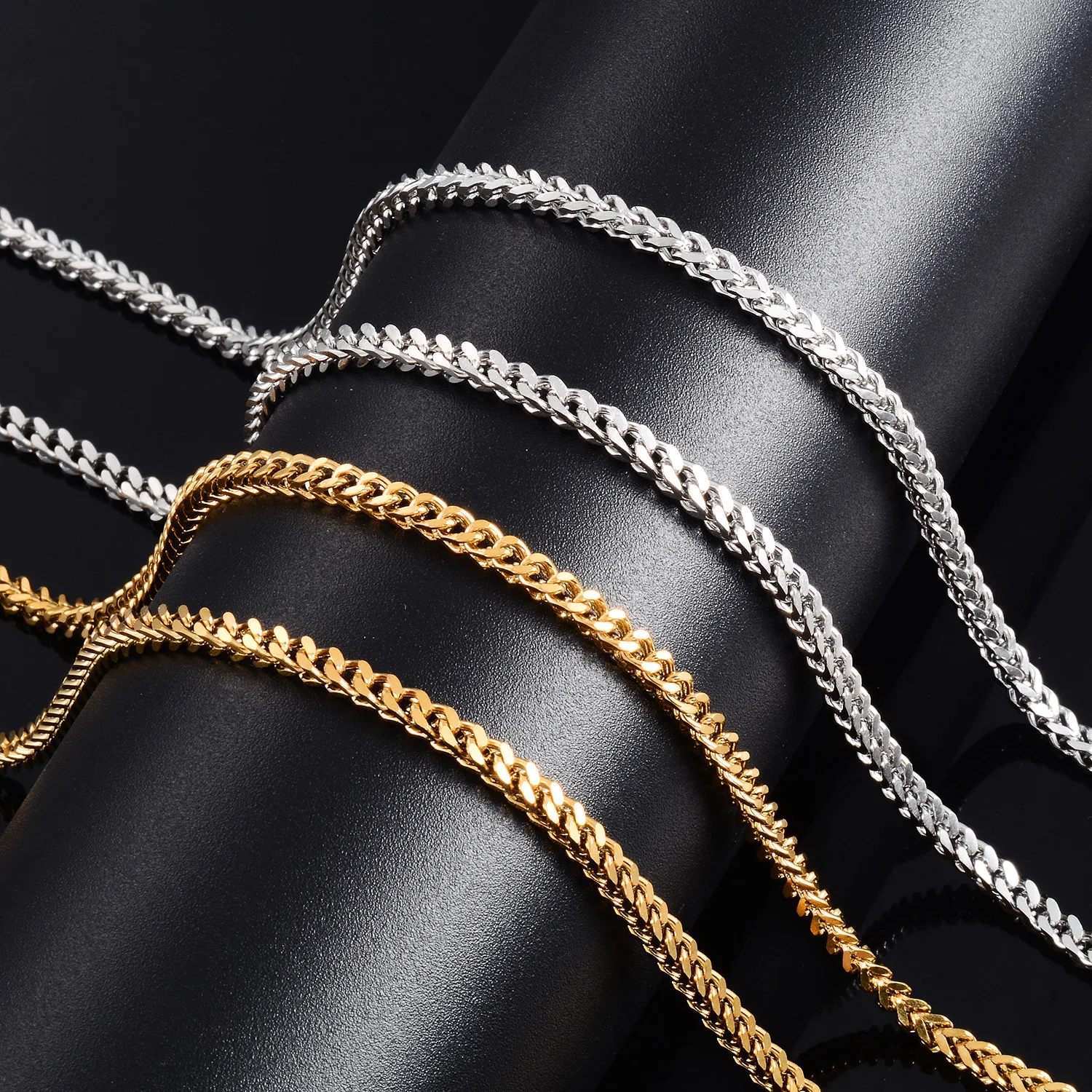 Hip-Hop Edelstahlkette Coole Miami Cuban Link Basic Punk Halsketten Accessoires für Männer und Frauen – Detail 3