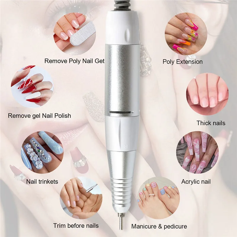 

AA20-Professional Electric Nail Drill Handle Nails Art Drill Handpiece File Grinding Machine Manicure Drill Accessory