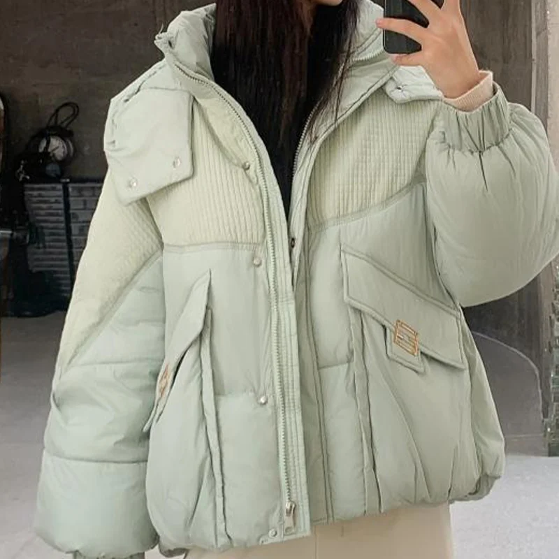 Women's Winter Hooded Thicken Parkas Long Sleeve Jacket Padded Jacket 2000s Streetwear Emo Y2K Coat 2000s Clothes 2024 Winter