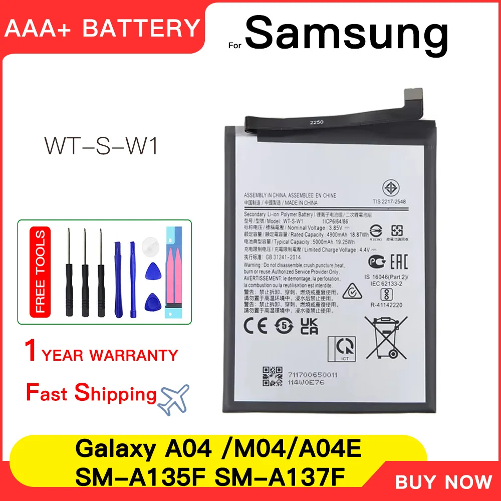 Genuine 5000mAh Battery SCUD-WT-W1 WT-S-W1 For Samsung Galaxy A14 4G / A22 5G / A04E / A14 5G / A146P / A145 Batteria+Tools