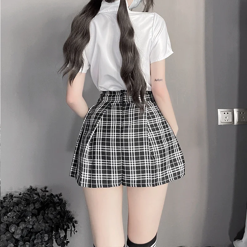 Japanese Anime Sweet Plaid School Girl Costume Tie Kawaii Student Uniform Women Sexy Lingerie Cheerleading Cosplay