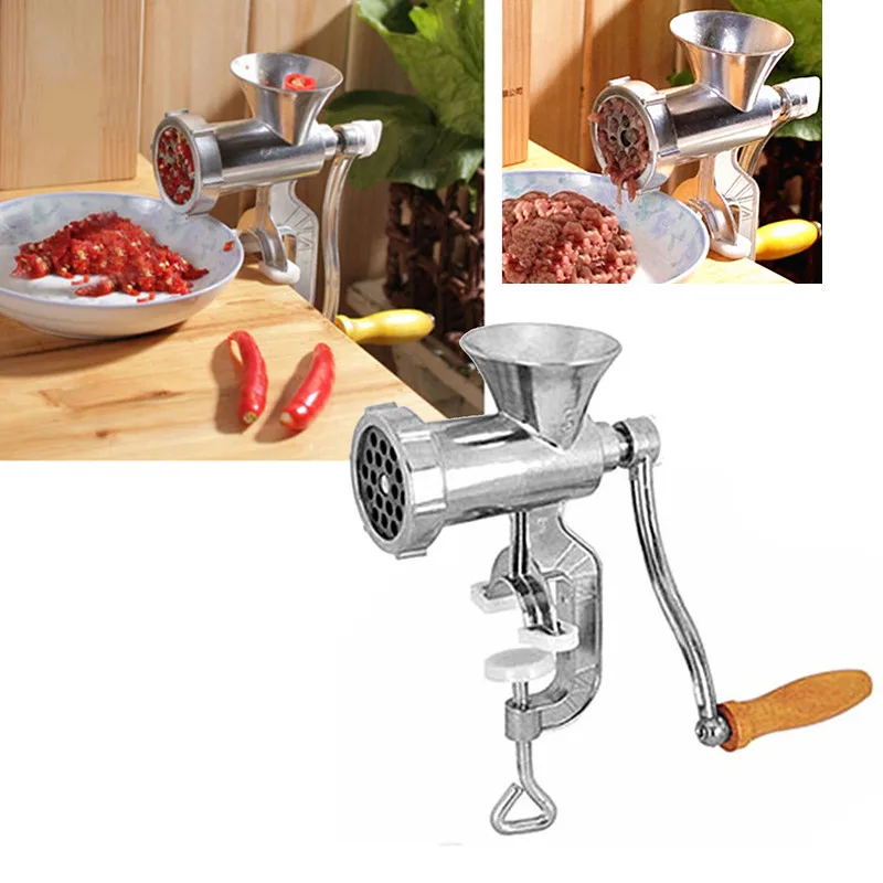 Hand Crank Meat Grinding Machine Manual Meat Grinder Aluminum Alloy Hand Crank Meat Vegetable Grinding Machine for Kitchen