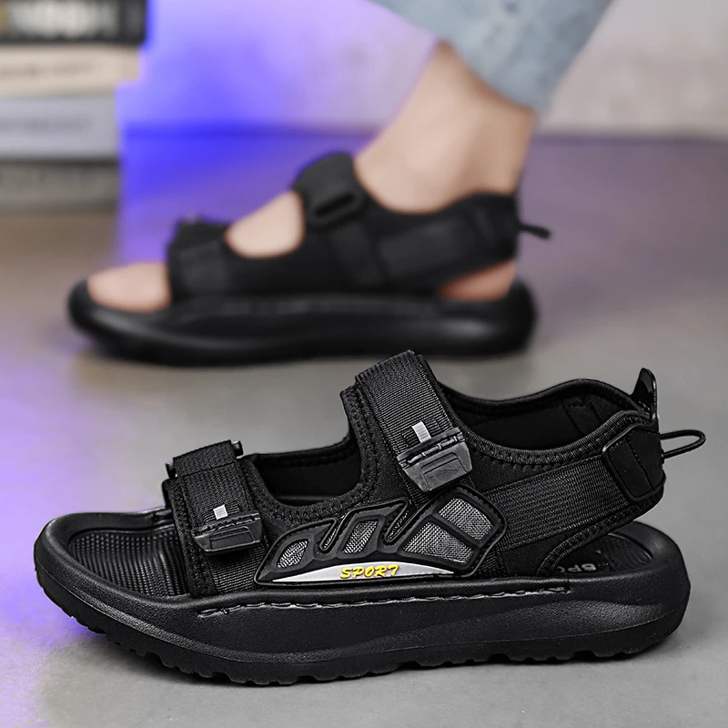 Summer New Men\'s Sandals Non-Slip Man Casual Outdoor Sandals Genuine Leather Men Breathable Male Soft Bottom Comfort Beach Flats