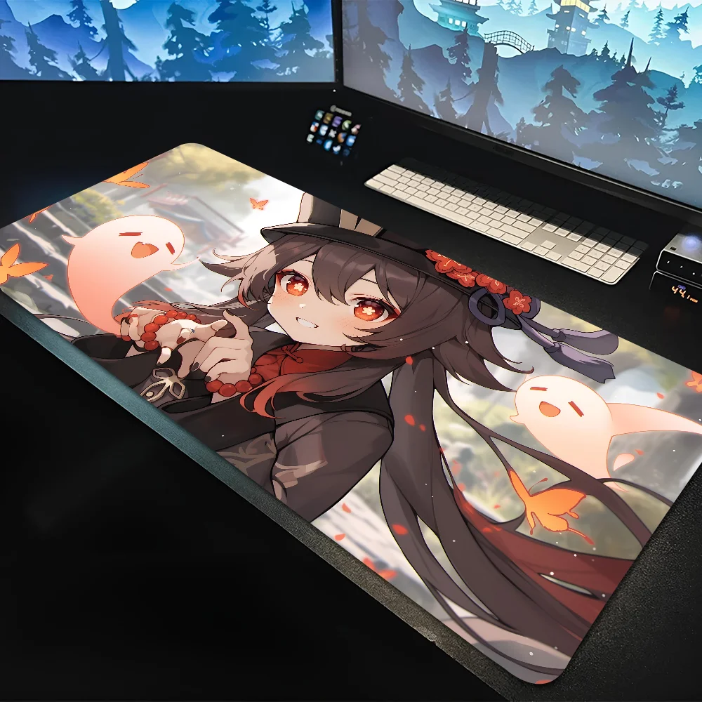 Genshin Impact Hu Tao Anime Mousepad Mouse Mat Desk Mat With Pad Gaming Accessories Prime Gaming XXL Keyboard Pad Padding Mat