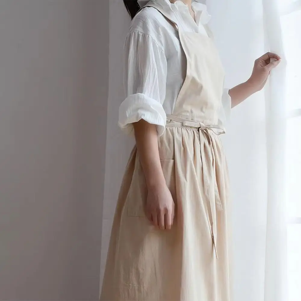 

Минималистичный кухонный фартук однотонного цвета для взрослых/детей, фартук для флористов, в корейском стиле, для домашнего хозяйства и садоводства, рабочая униформа