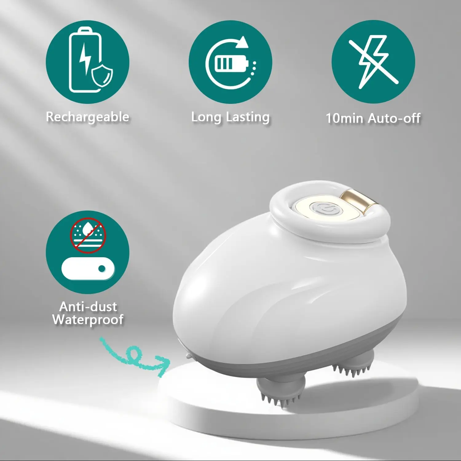 Electric Scalp Massager Cordless Waterproof Head Massager with Kneading Nodes, Handheld Hair Brush for Cleaning & Relaxation