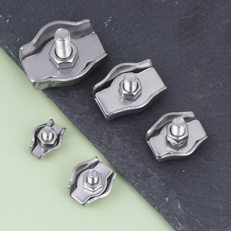 5pcs กันน้ําสแตนเลสสตีลเชือกลวดคลิปเดี่ยว Grips สาย Clamps Chuck ล็อค M2-M6 สายฮาร์ดแวร์ Fastener